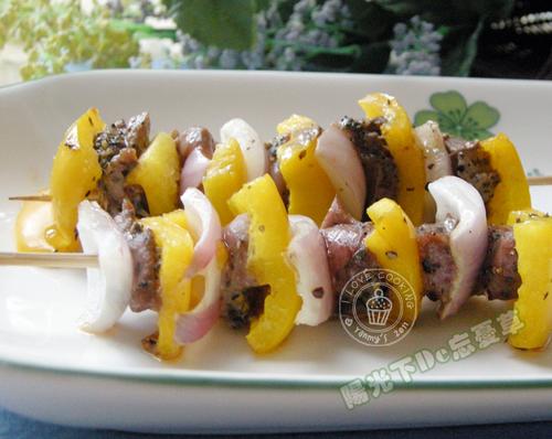 彩椒牛肉串的做法