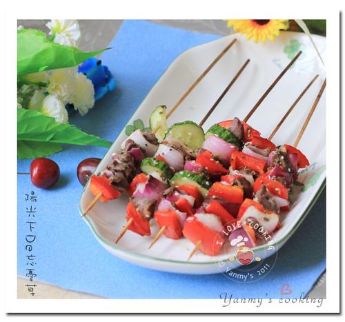 彩椒牛肉串的做法