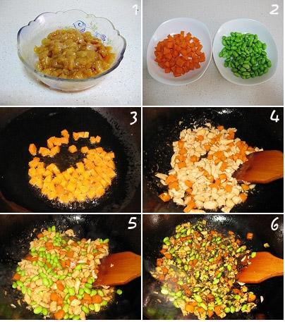 榄菜毛豆炒鸡丁的做法