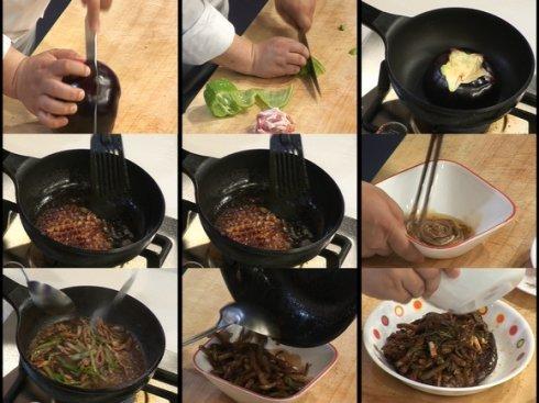 青椒汆酱茄子和山药炒河虾的做法