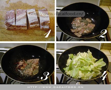 培根炒莲白的做法