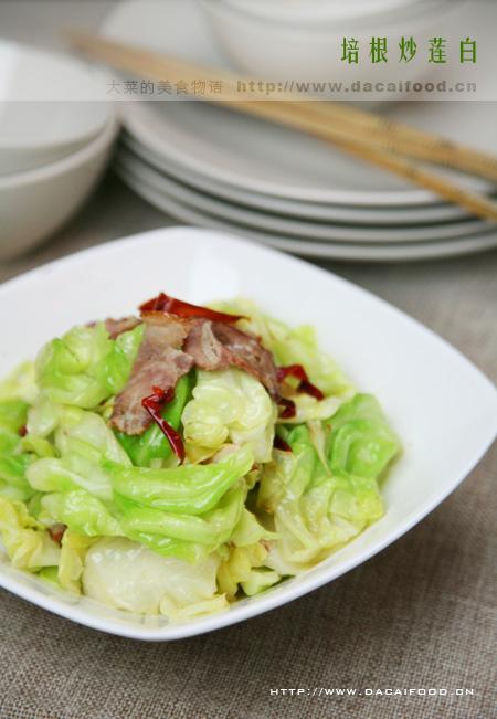 培根炒莲白的做法