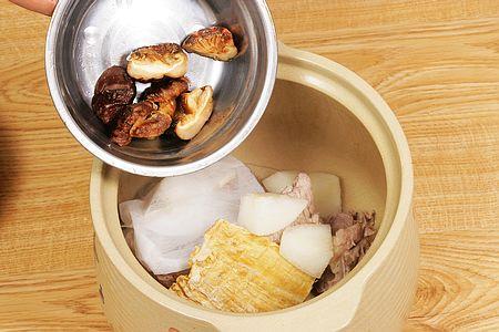 鳄鱼肉花菇南北杏煲猪腱的做法