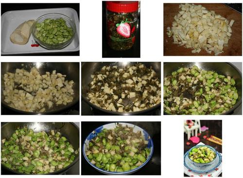 雪菜蚕豆笋丁的做法