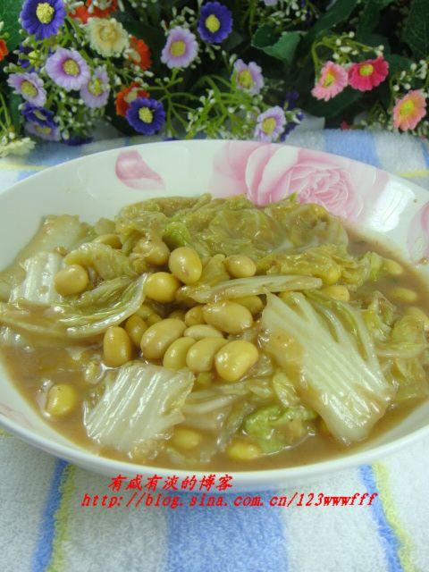 虾酱黄豆白菜的做法