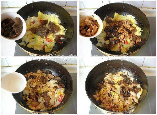 白菜猪肉炒木耳的做法