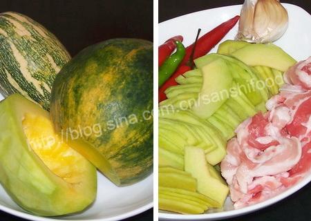 南瓜炒肉片的做法