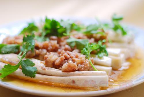 虾酱肉滑蒸茄子的做法