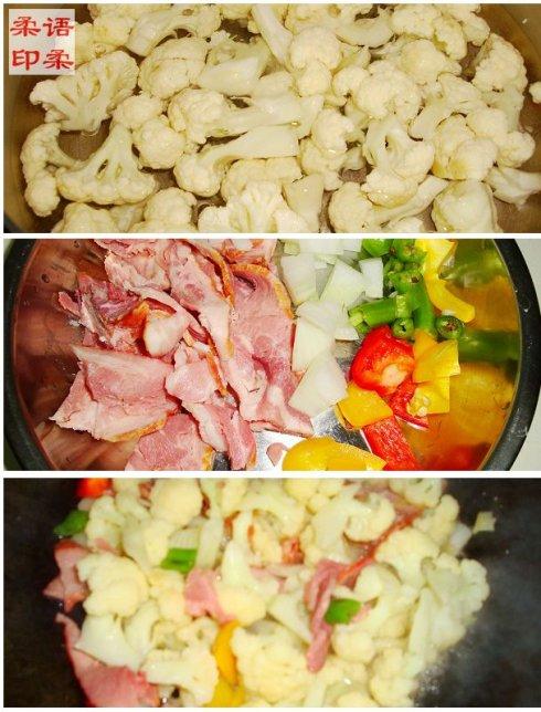 培根炒菜花的做法