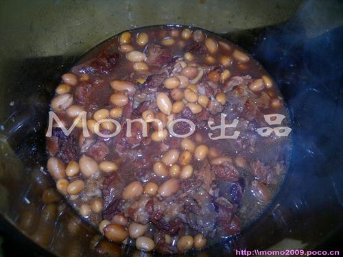 黄豆花生焖牛筋的做法