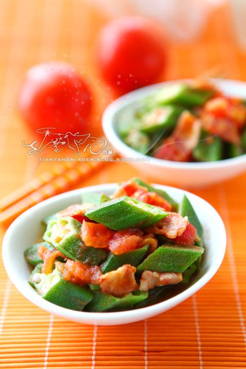 番茄培根炒秋葵的做法