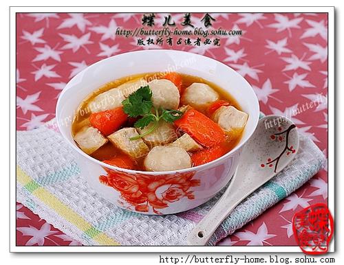酸辣胡萝卜豆腐鱼丸汤的做法
