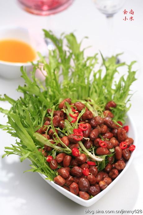 老醋花生拌苦菊做法的做法