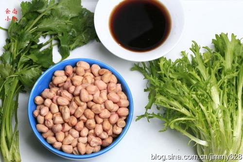 老醋花生拌苦菊做法的做法