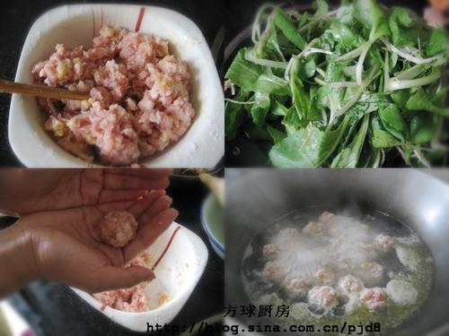 小白菜肉丸汤的做法
