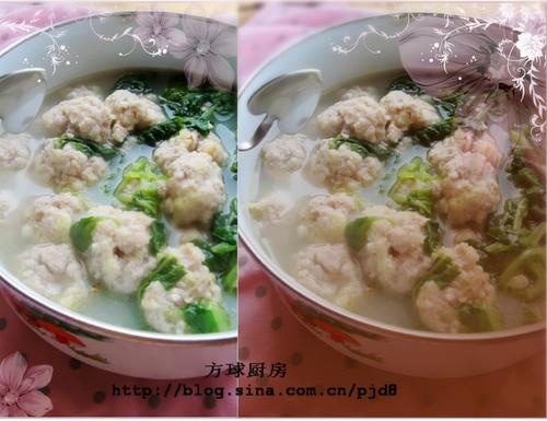 小白菜肉丸汤的做法