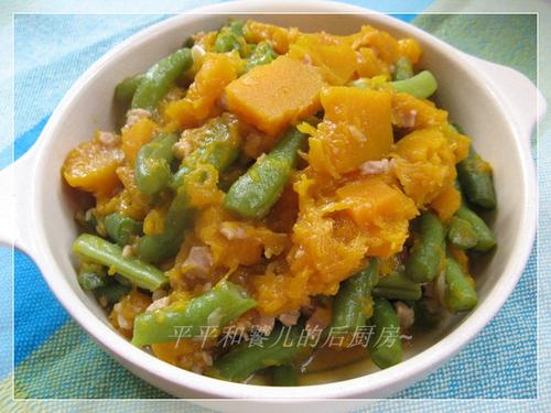 南瓜炖豆角的做法