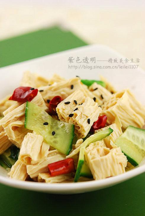 油泼黄瓜腐竹的做法