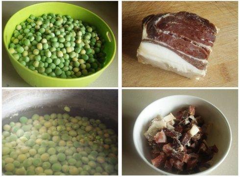 腊味烧豌豆的做法