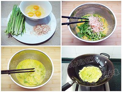 蒜苗虾皮炒蛋的做法