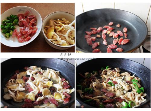 榆黄蘑炒腊肠的做法