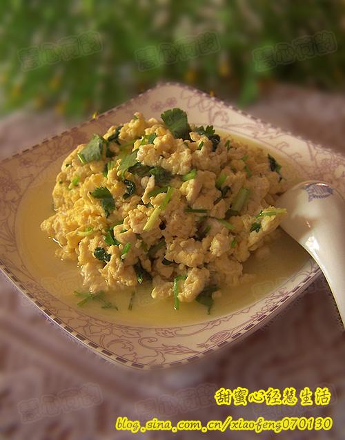 香菜鸡蛋豆腐花的做法