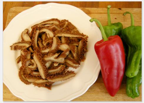 青椒炒牛肚的做法