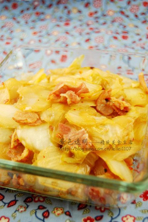 老干妈培根酸辣白菜帮的做法