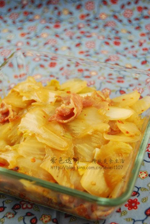 老干妈培根酸辣白菜帮的做法