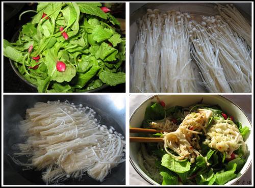 金针菇拌小萝卜菜的做法