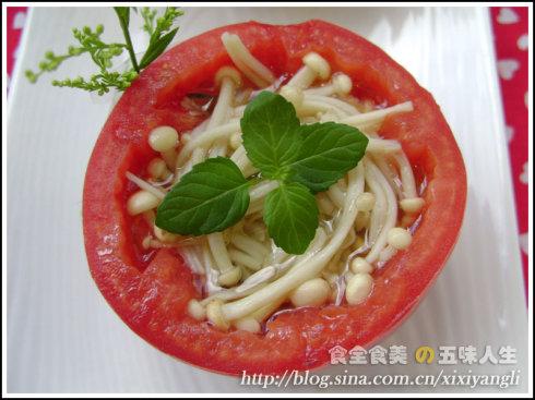 橄榄油菌菇番茄盅的做法