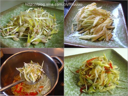 豆芽拌笋尖的做法