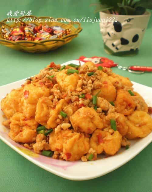 肉末炒豆腐泡的做法
