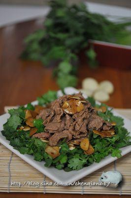 香菜拌牛肉的做法
