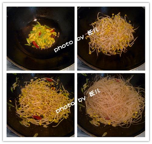 黄豆芽炒粉条的做法