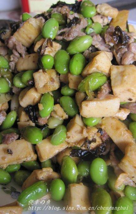榄菜毛豆炒豆干的做法