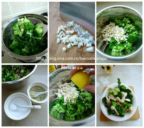 西兰花拌蘑菇的做法