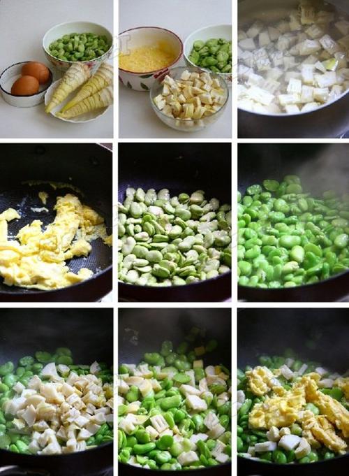 蚕豆米春笋炒蛋的做法