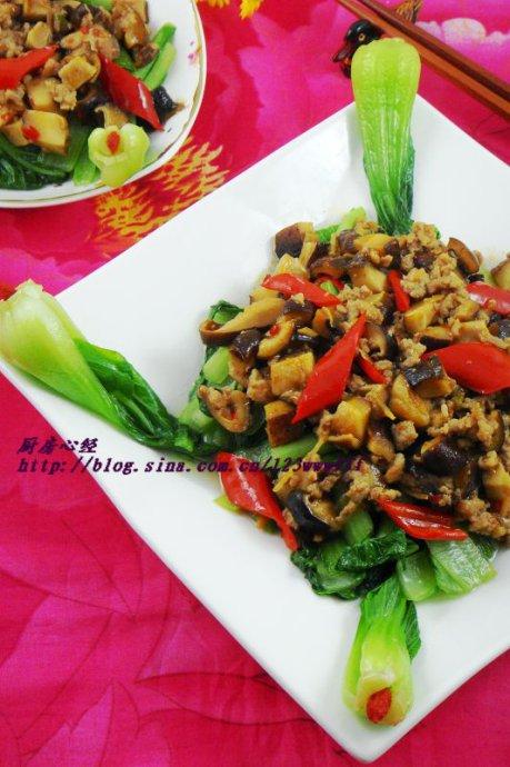 香菇肉末小白菜的做法
