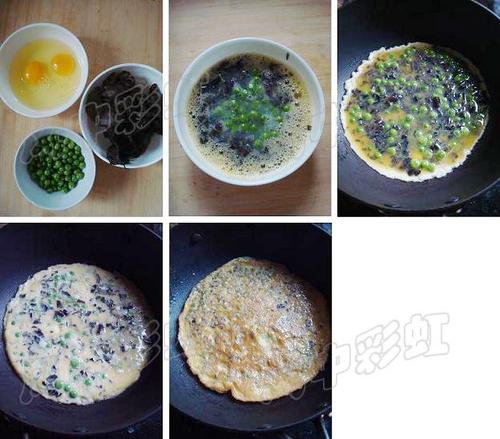 木耳豌豆蛋饼的做法