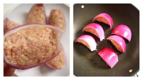 香煎洋葱酿肉的做法