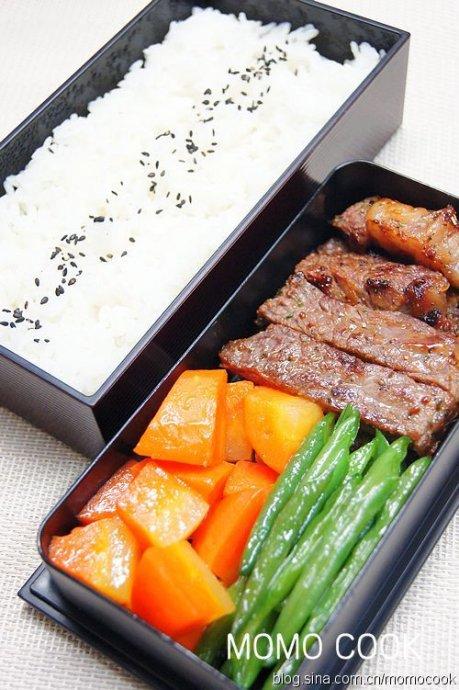 煎牛排便当的做法