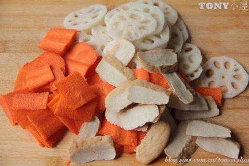 香干炒胡萝卜藕片的做法