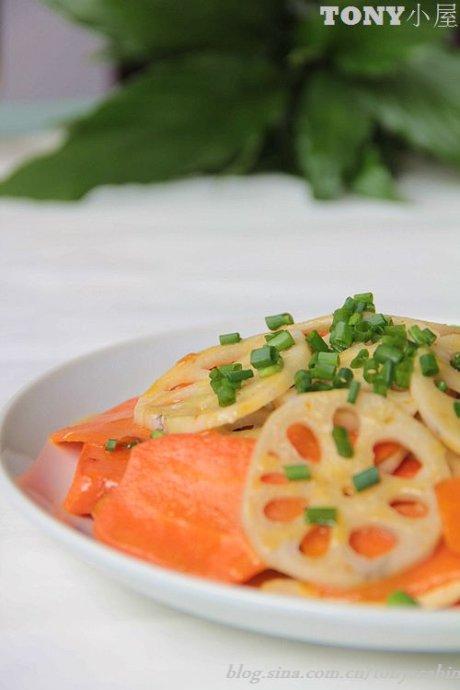 香干炒胡萝卜藕片的做法