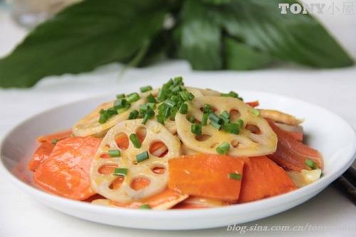 香干炒胡萝卜藕片的做法