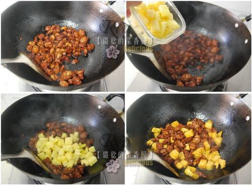 菠萝炒鸭肉粒的做法