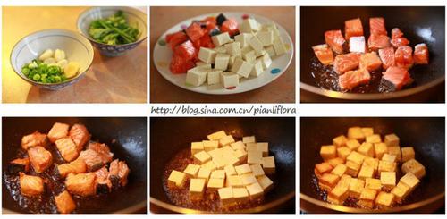 三文鱼炖豆腐的做法