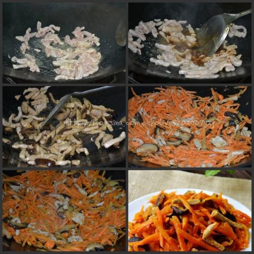 香菇红萝卜炒肉丝的做法