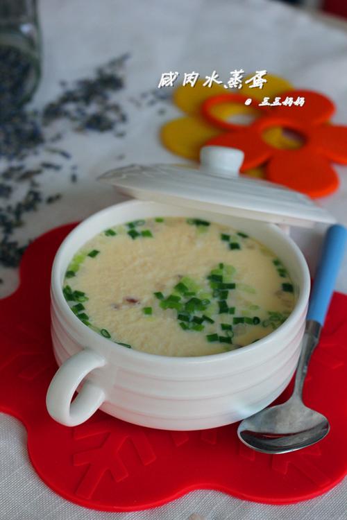 咸肉水蒸蛋的做法