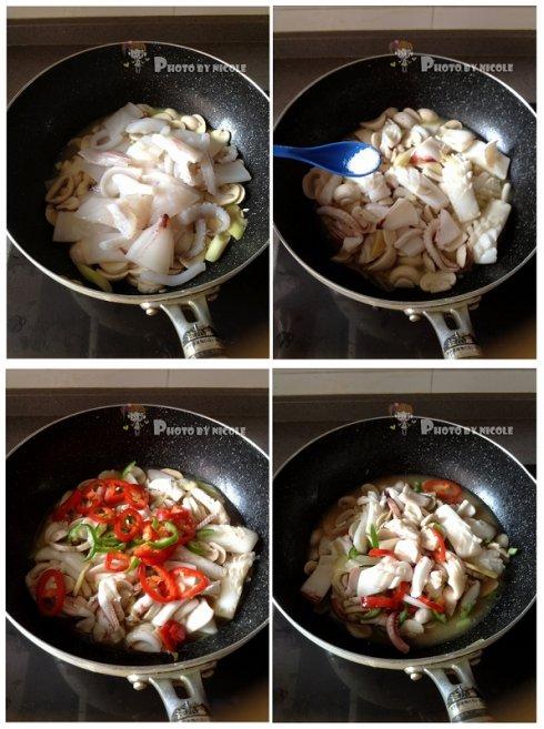 蘑菇炒鱿鱼的做法